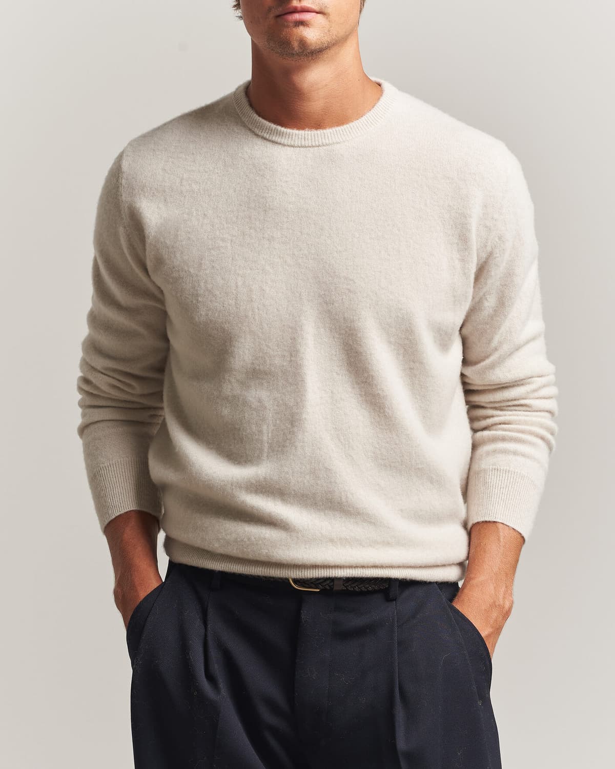 Massimo Alba Kane Brushed Cashmere Sweater Magnolia men L Beige