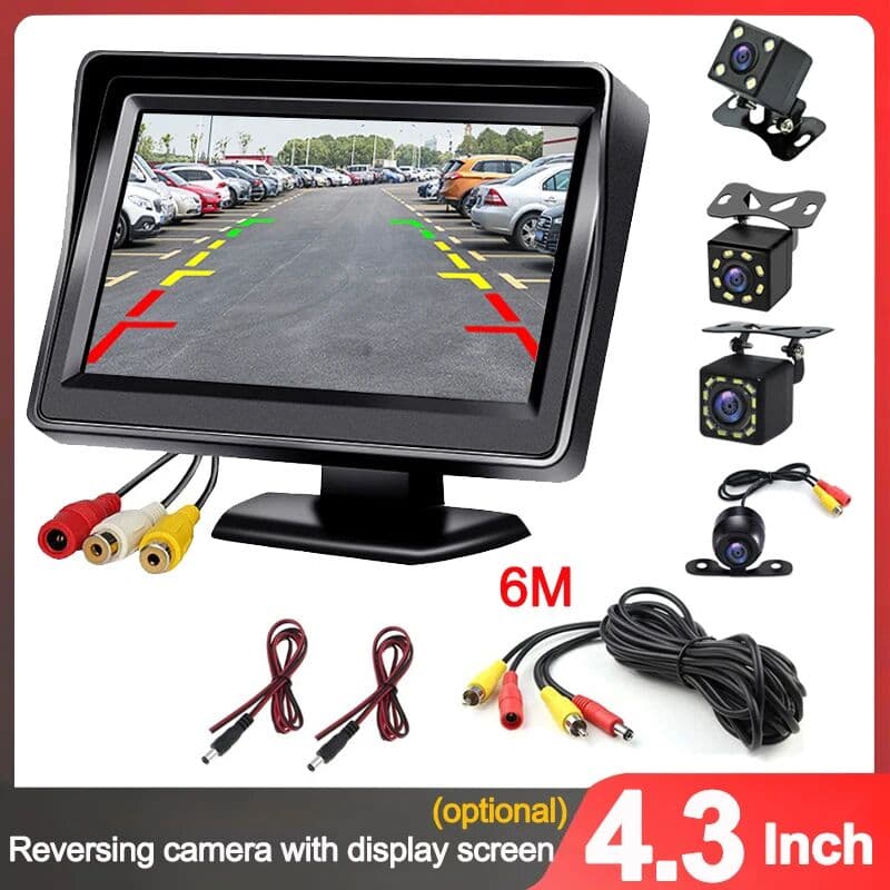 WDSZKMYF Easy Installation 4.3Inch Rear View Camera Monitor Screen Reversing Camera for Car Parking Parking System Camera for Vehicle