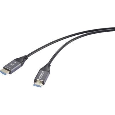 SpeaKa Professional HDMI / Glasfaser Anschlusskabel HDMI-A Stecker, HDMI-A Stecker 50m Schwarz SP-12842676 8K UHD, AOC Aktives