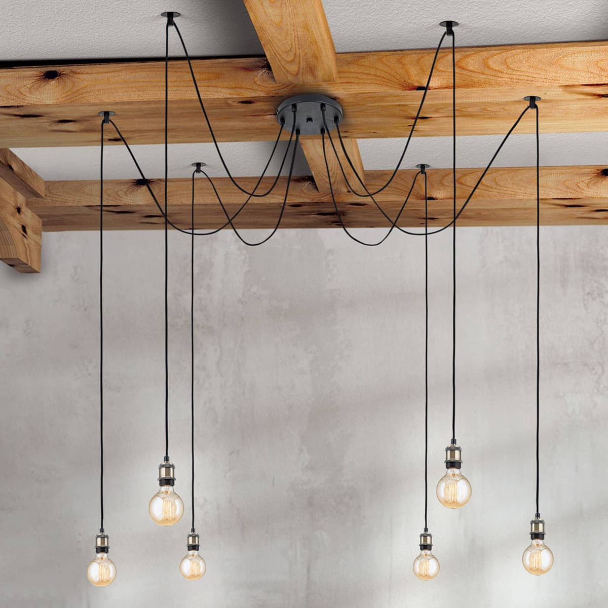 Orion Lampa wisząca Jailhouse, możliwość ściemniania, czarny, salon / jadalnia, metal, antyczny