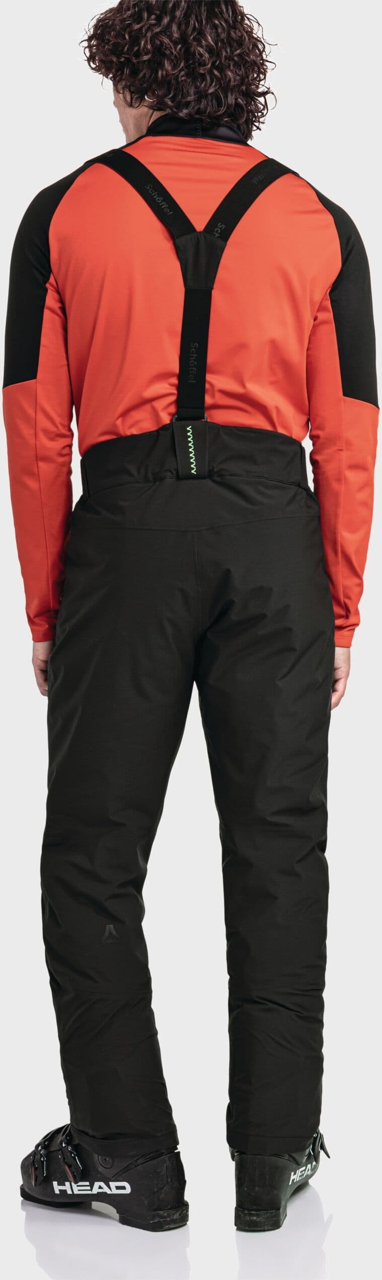 Latzhose SCHÖFFEL "Pants Style Pine MNS", Herren, Gr. 60, Normalgrössen, schwarz (9990, schwarz), Oberstoff: Aussenseite: 100% Polyester. (Membran: Polyurethan). Futter Rumpf unten: 100% Polyester. Wattierung: 100% Polyester, Hosen Latzhose 9990, schwarz 