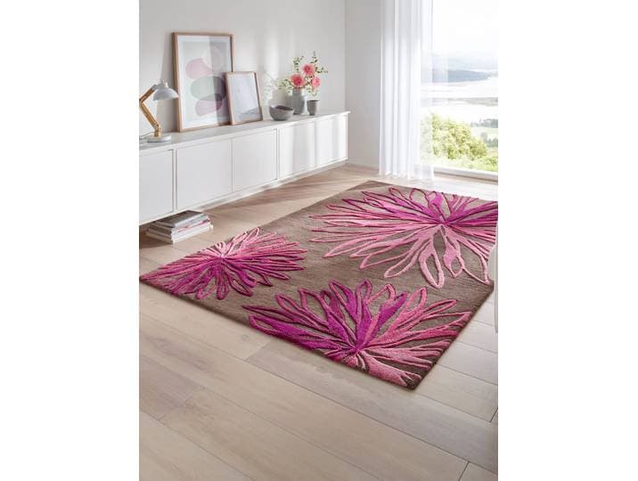 Teppich HEINE HOME Gr. 5, pink (taupe, beere, gemustert), B:190cm H:17mm L:290cm, Wolle, Teppiche, Teppich