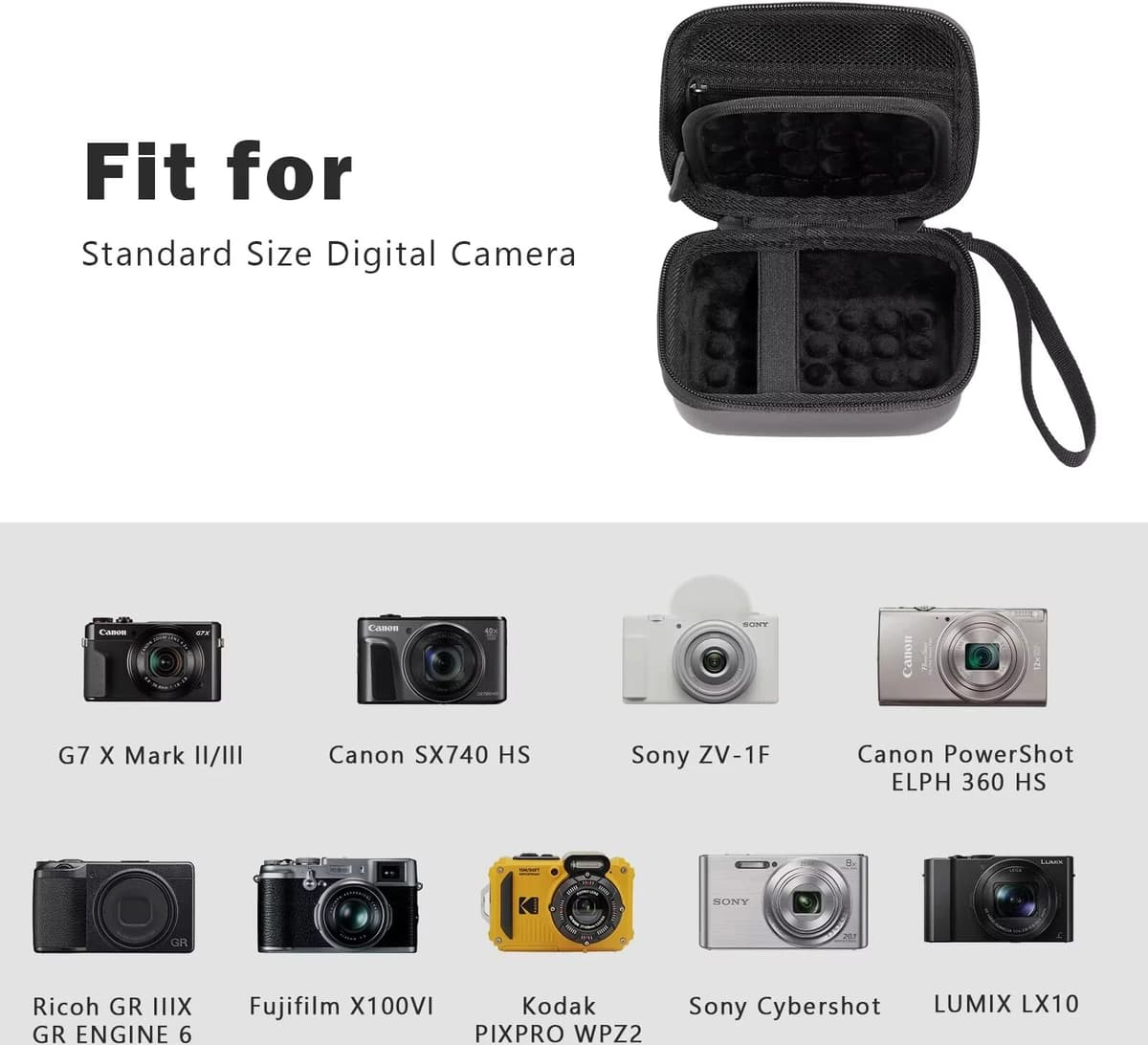 NONE Hard Shell Digital Camera Case for Canon G7X Mark III Mark II, Sony Cybershot, PowerShot SX740, Ricoh GR III, Kodak Pixpro Case