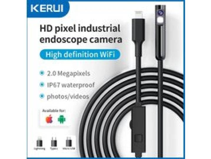 KERUI Industriële Endoscoopcamera 2MP Enkel/Dubbele Lens Mini Inspectiecamera voor Type C Iphone Waterdichte Pijpleiding Borescoop