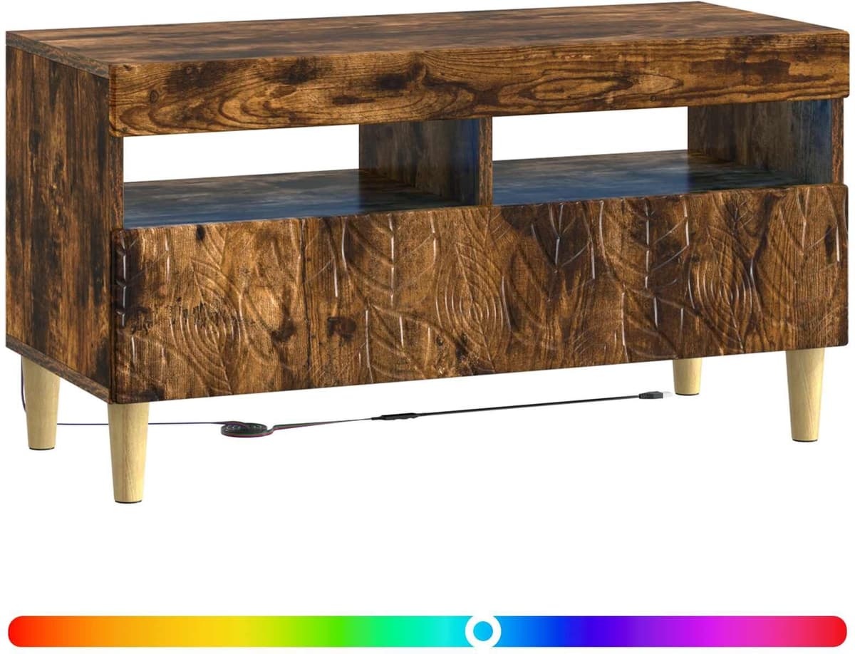 vidaXL Meuble TV LED Chêne fumé Bois d'ingénierie