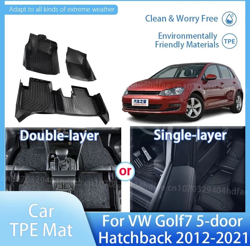 NONE LHD Car Foot Pad For Volkswagen VW Golf 7 Accesorios Golf7 Mk7 5-door Hatchback 2012~2021 TPE Floor Mats Auto All Weather Pads