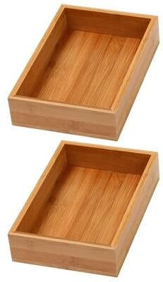 Ybm Home Inc. YBM Home Bamboo Kitchen Drawer Organizer Storage Box (Set of 2)