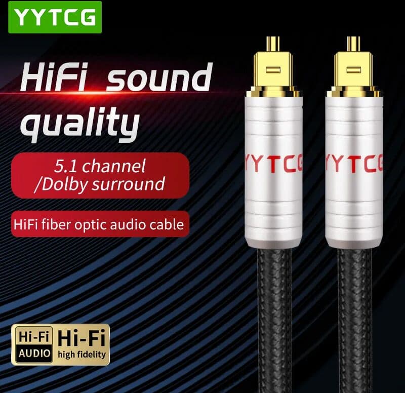 YYTCG High-End Digital Optical Fiber Audio Cable SPDIF Output Speaker Power Amplifier TV Projector Connection Cable for Hi-Fi Audio