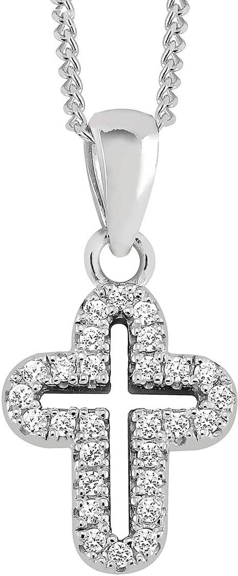 Lykken Crosses silver litet zirkondekorerat halsband 45 cm