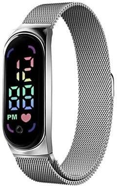 Multisell Products Hub Digital LED Touch Watch For Women With Magnetic Strap For Everyday Style silver