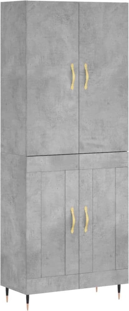 vidaXL Buffet haut Gris béton 69,5x34x180 cm Bois d'ingénierie