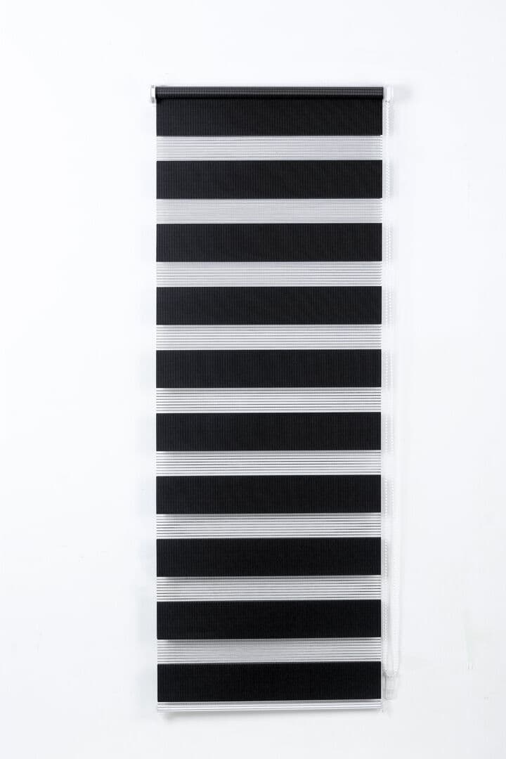 Symple Stuff Zebra Day and Night Roller Blinds, Dual Layer Window Shades with Adjustable Light Control and Privacy for Living Room, Bedroom and Office Black 243cm W x 210cm L