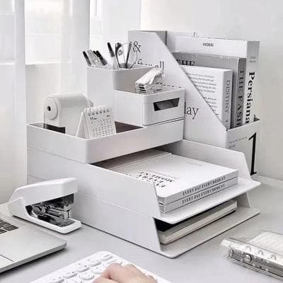Uplift Picks Multi Layer Desktop File Storage Rack With Drawer Organizer Multi Layer Desktop File Storage Rack With Drawer Organizer
