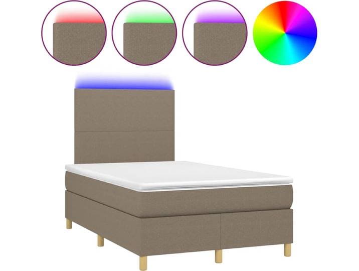 vidaXL - Boxspring - met - matras - en - LED - stof - taupe - 120x200 - cm