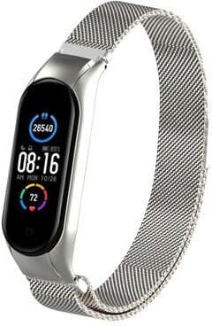 Everyday Crate Xiaomi Mi Band 5 Milanese Loop Watch Band Magnetic Stainless Steel Strap silver