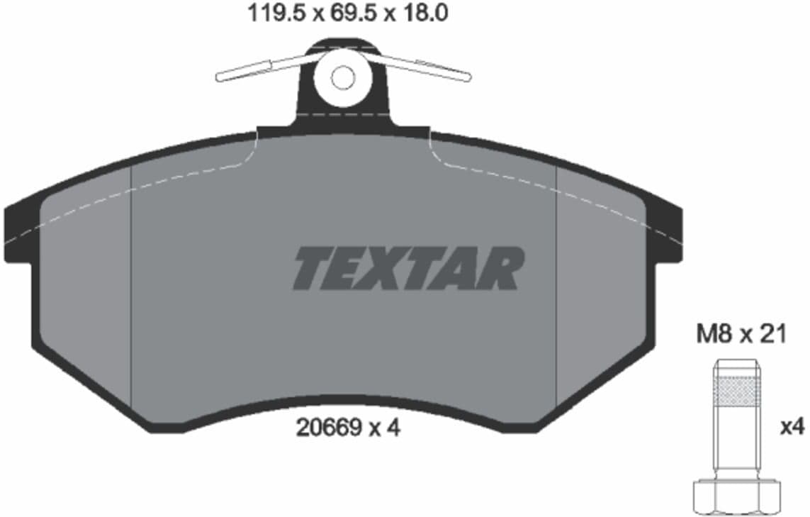 Jeu de plaquettes de frein TEXTAR 2066928, avant
