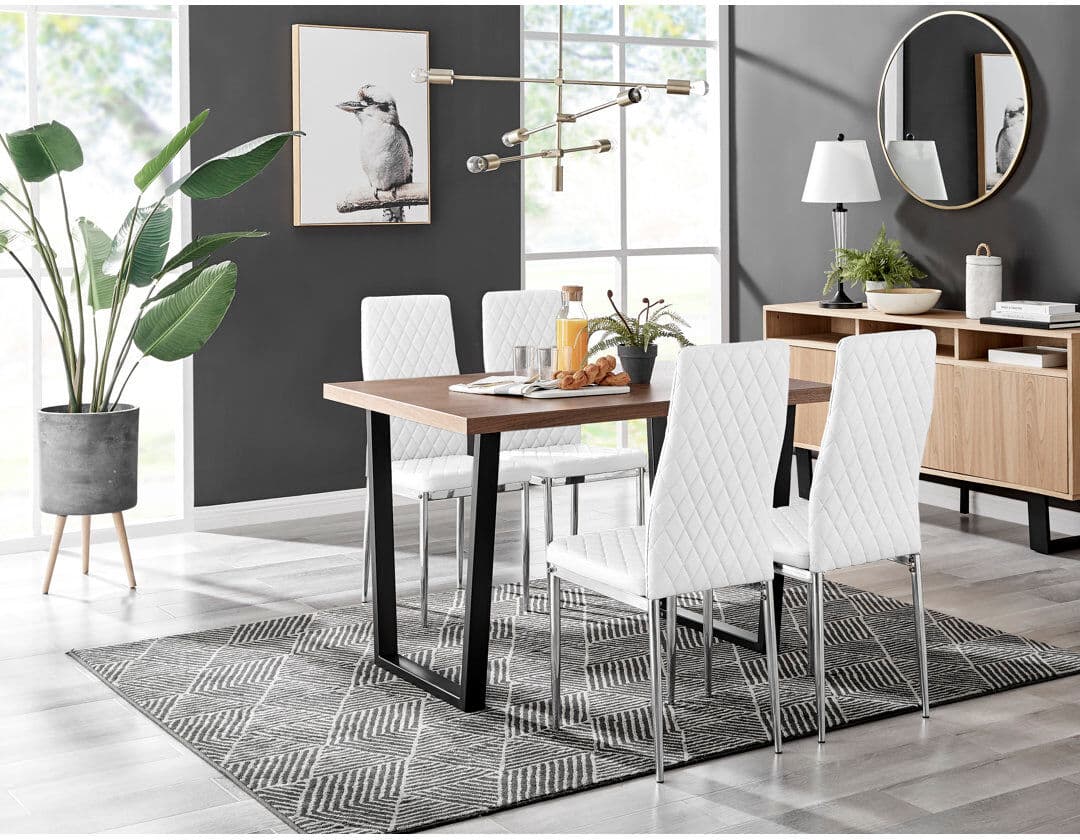 Canora Grey Eubanks 4 -Person Dining Set White/Silver 4