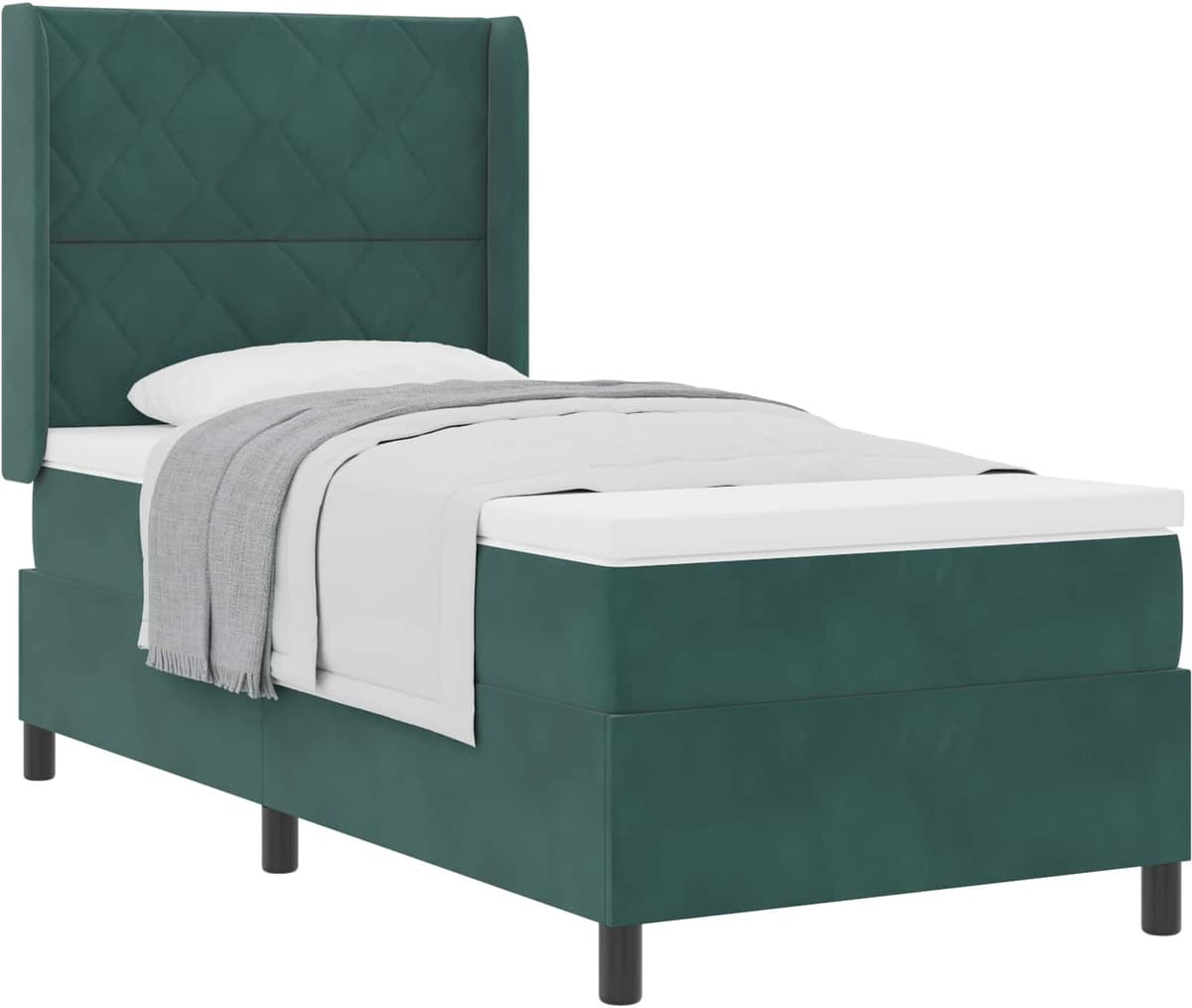 vidaXL Lit à ressorts avec tête de lit Vert foncé 90 x 200 cm Velours