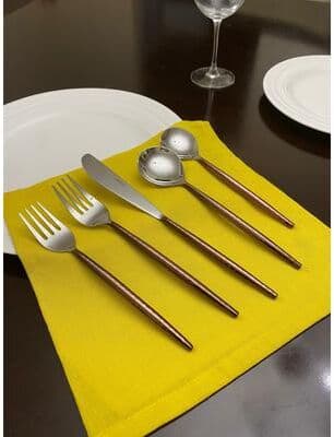 Vibhsa Handcrafted Hammered Brown Stainless Steel Flatware Set, 20-Piece Service for 4