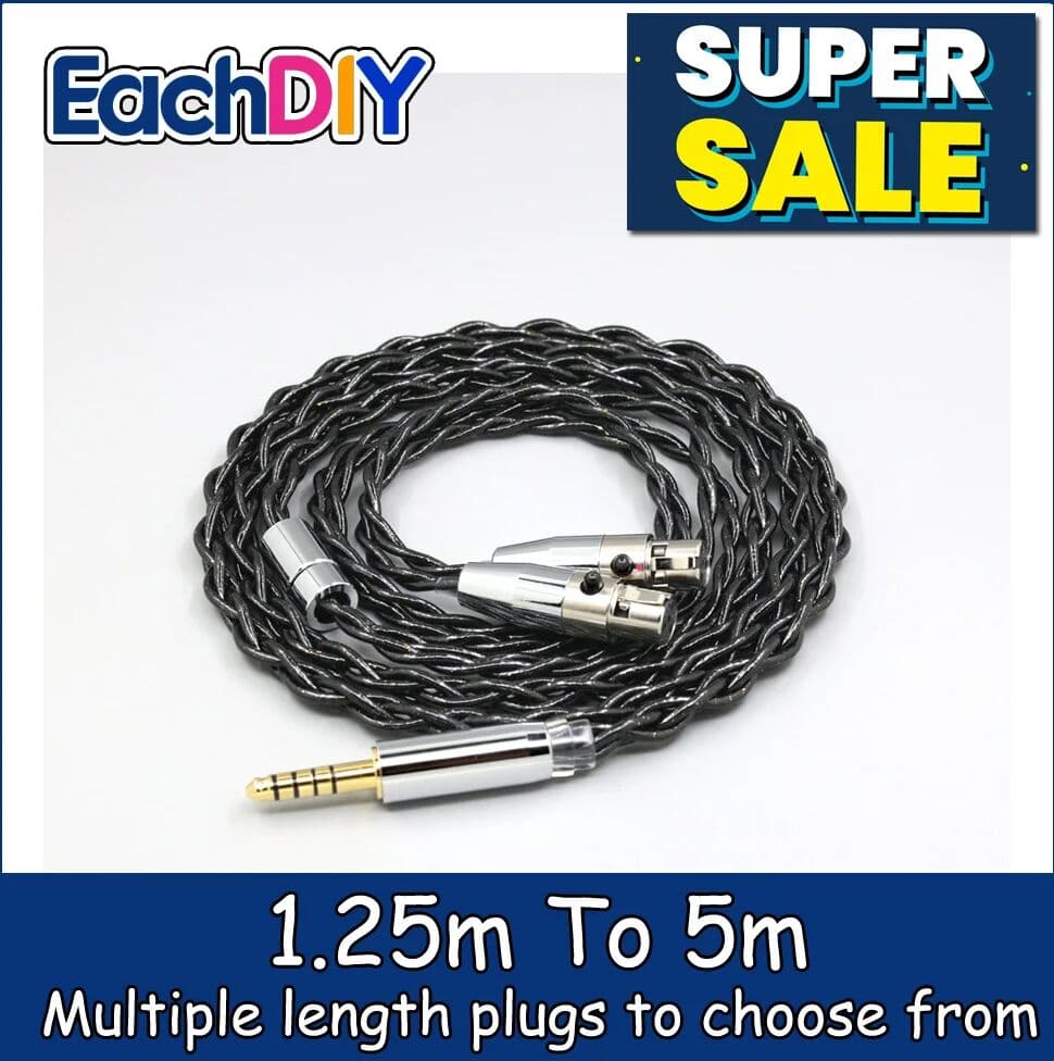 lunashops 99% Pure Silver Palladium Floating Gold Cable For Abyss AB 1266 Phi TC Dual Mini Xlr 3 Pin head(amame) Headphone LN008777