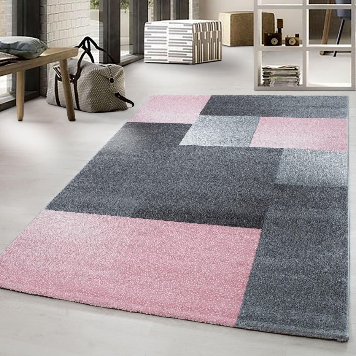 Teppich AYYILDIZ TEPPICHE "Lucca 1810" Gr. 2, pink, B:80cm H:11mm L:150cm, Kunstfaser, Teppiche, Teppich, moderner rouster Kurzflor, Wohnzimmer, Schlafzimmer pink B : 80cm 1 Stk., 11mm, L: 150cm