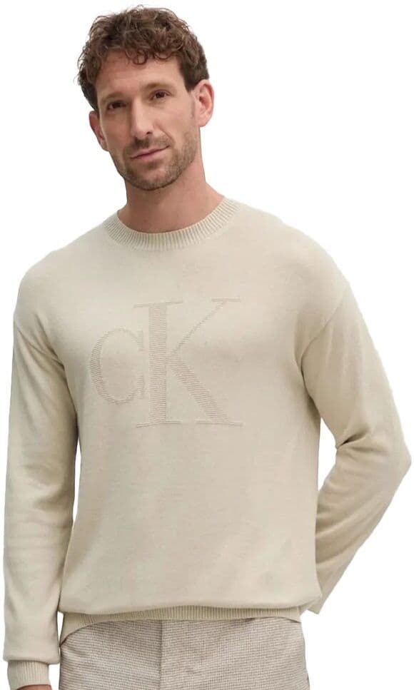 Calvin Maglioncino Logo Centrale Avorio Uomo XS