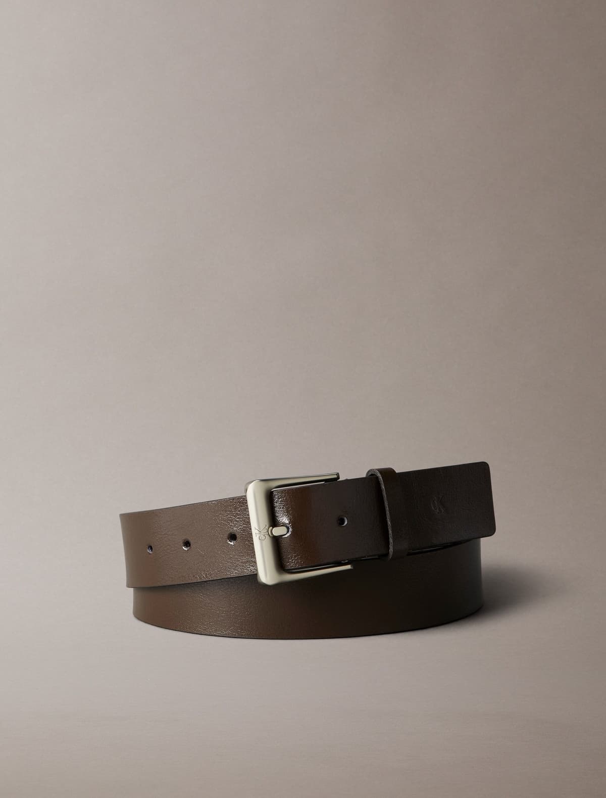 Ledergürtel CALVIN KLEIN "CLASSIC BUCKLE 35MM", Herren, Gr. 85, braun (delicioso, pewter), Rindsleder, unifarben, Gürtel Ledergürtel delicioso, pewter 85