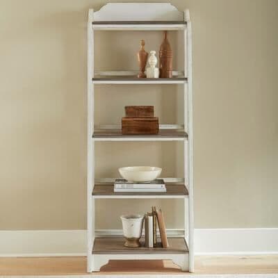 "Liberty Furniture Magnolia Manor Leaning Pier Display Bookcase - Width 28"" x Depth 17"" x Height 72"""