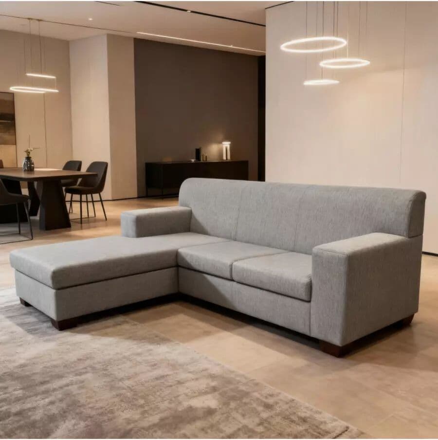 BellaHome DIVANO C/PENISOLA REVERSIBILE  MOD.TRIS GRIGIO