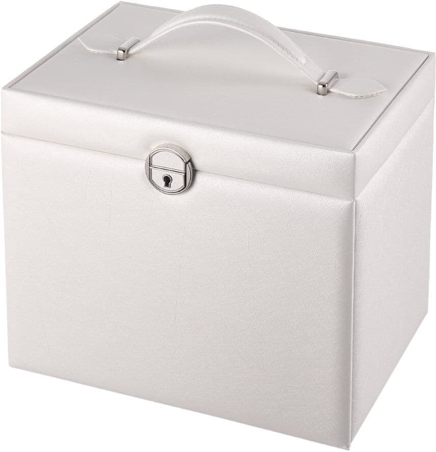Brayden Studio Faux Leather Jewelry Box + Cream 23cm H X 26.5cm W X 19.8cm D