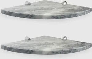 Aleda Stone Quick Shelf 2 Mensole Angolari In Marmo Naturale Bardiglio Mat Cm 22,9 Con 4 Reggimensola Codice Prod: Bara2qma15