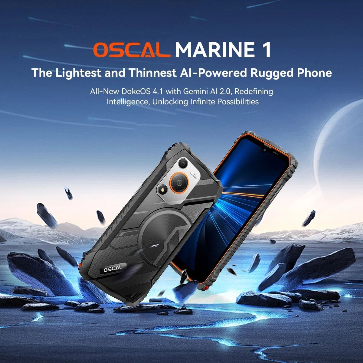 BLACKVIEW Oscal MARINE 1 Outdoor Smartphone 6.56 inch HD+ Display Unisoc T615 Android 15 Rugged Phone 4GB+128GB, 5100mAh, NFC Mobile Phone