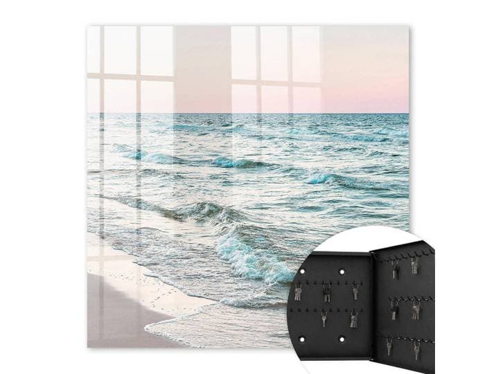 Tulup Schlüsselbox Schwarz 30x30 cm- Türöffnung nach rechts - Meereswellen, Blau, Metall, Spiel/Spielzeug, Rechteckig, 30x30x5 cm, Garderobe, Schlüsselkästen & Schlüsselboards
