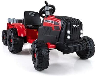 Costway 24V Ride On Tractor for Kids Electric Vehicle with Detachable Trailer and Remote Control-Red