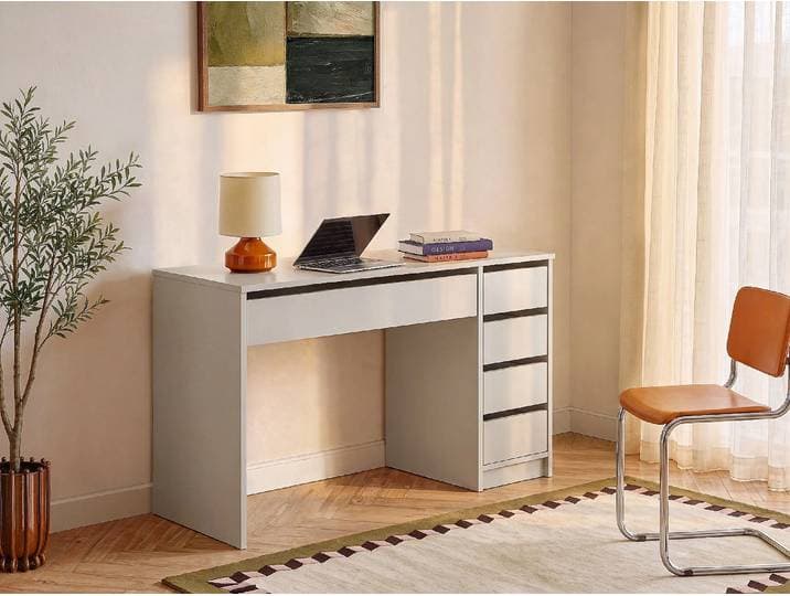 Schreibtisch mit 5 Schubladen – Beige - JENEMI