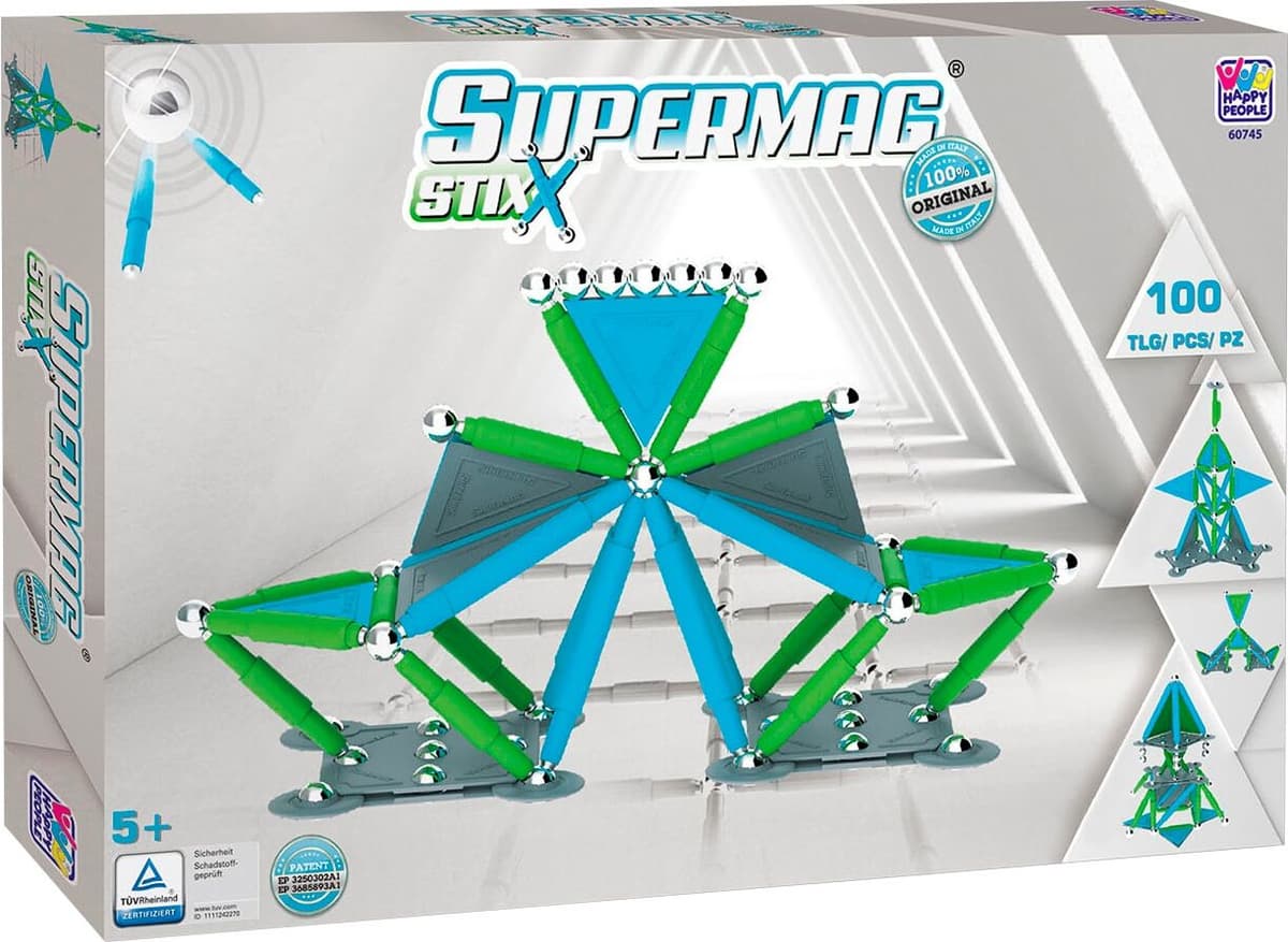 Magnetspielbausteine HAPPY PEOPLE "Supermag Magnet Stix", bunt, Spielbausteine, Kinder, Kunststoff, Magnetspielbausteine, Made in Europe
