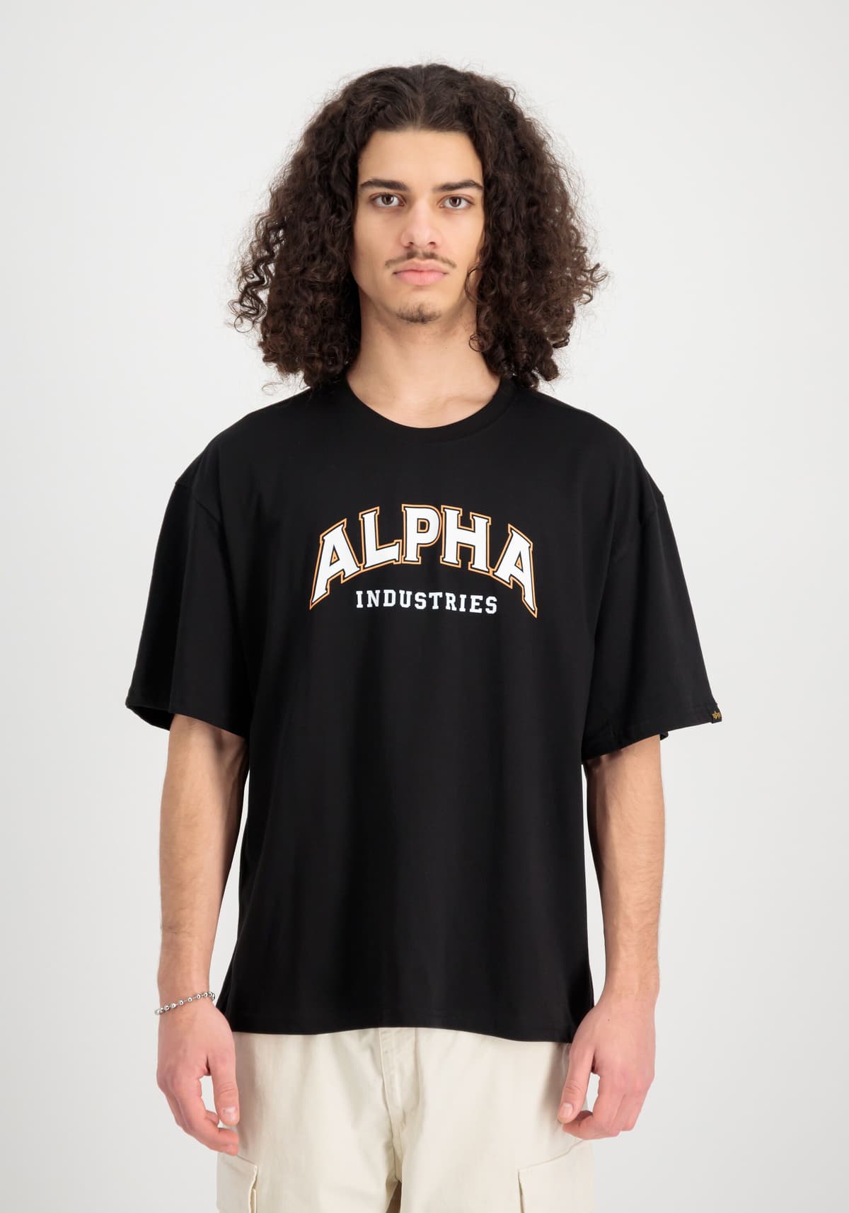 T-Shirt ALPHA INDUSTRIES "College T-Shirt", Herren, Gr. M, schwarz, Obermaterial: 100% Baumwolle, Shirts T-Shirt schwarz M