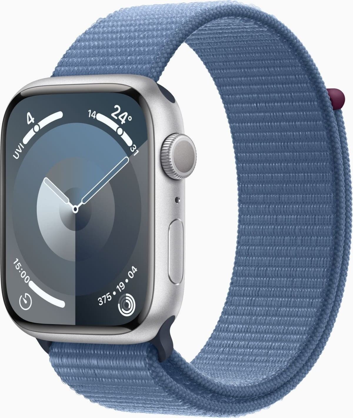 Apple Watch Series 9 Aluminium 45 mm (2023)   GPS   silver   Sport Loop vinterblå