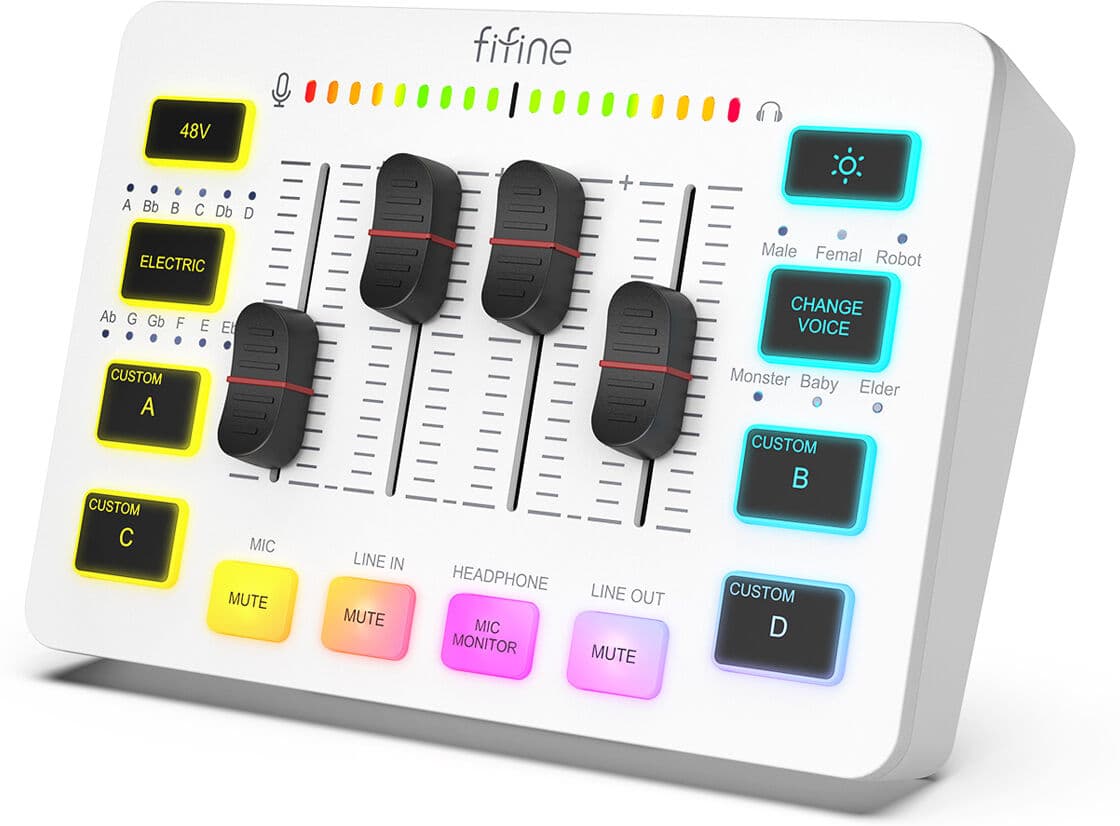Fifine Ampligame Sc3 Gaming Usb Mixer - Mixerbord För Streaming & Podcast