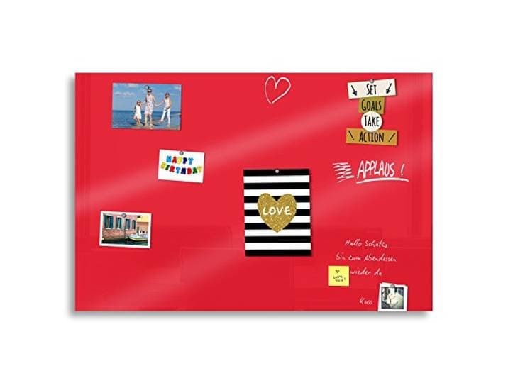 Cuadros Lifestyle Markerboard/Magnettafel/Whiteboard aus Acrylglas inkl. Boardmarker und 10 Supermagneten, Größe:90x60 cm, Farbe:Rot