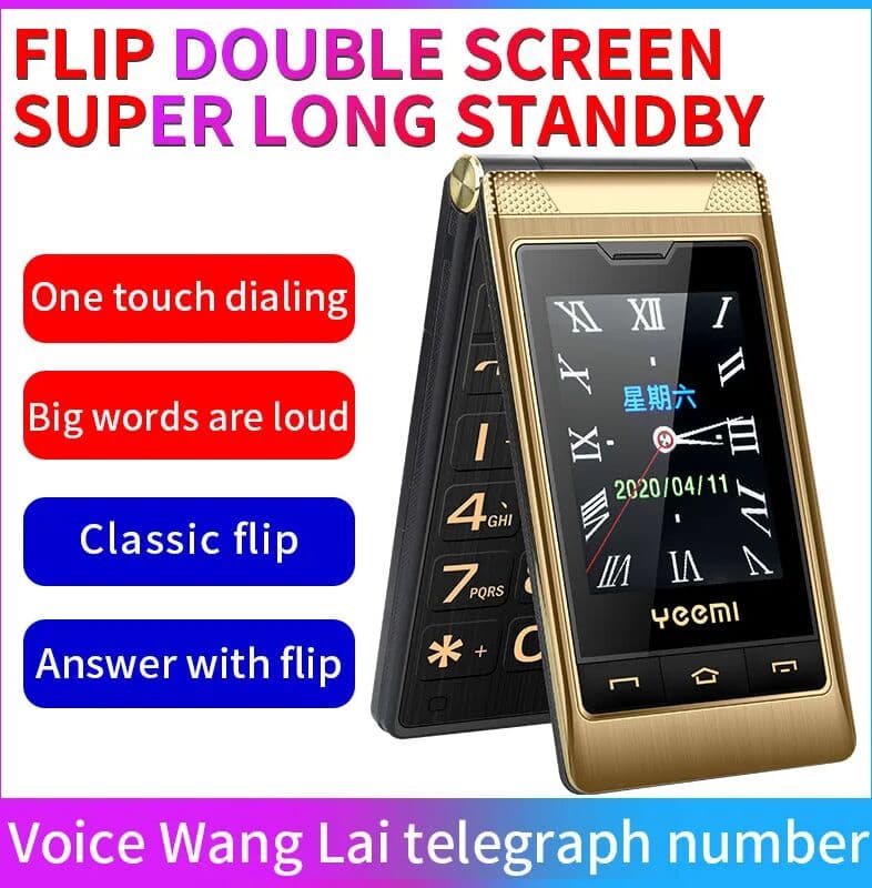 PHONEMAX YEEMI G10-C Flip Mobile Phone 2.8'' Screen GSM 2G Dual SIM Card FM Mp3/Mp4 Bluetooth Big Keyboard Game Torch CellPhone SOS