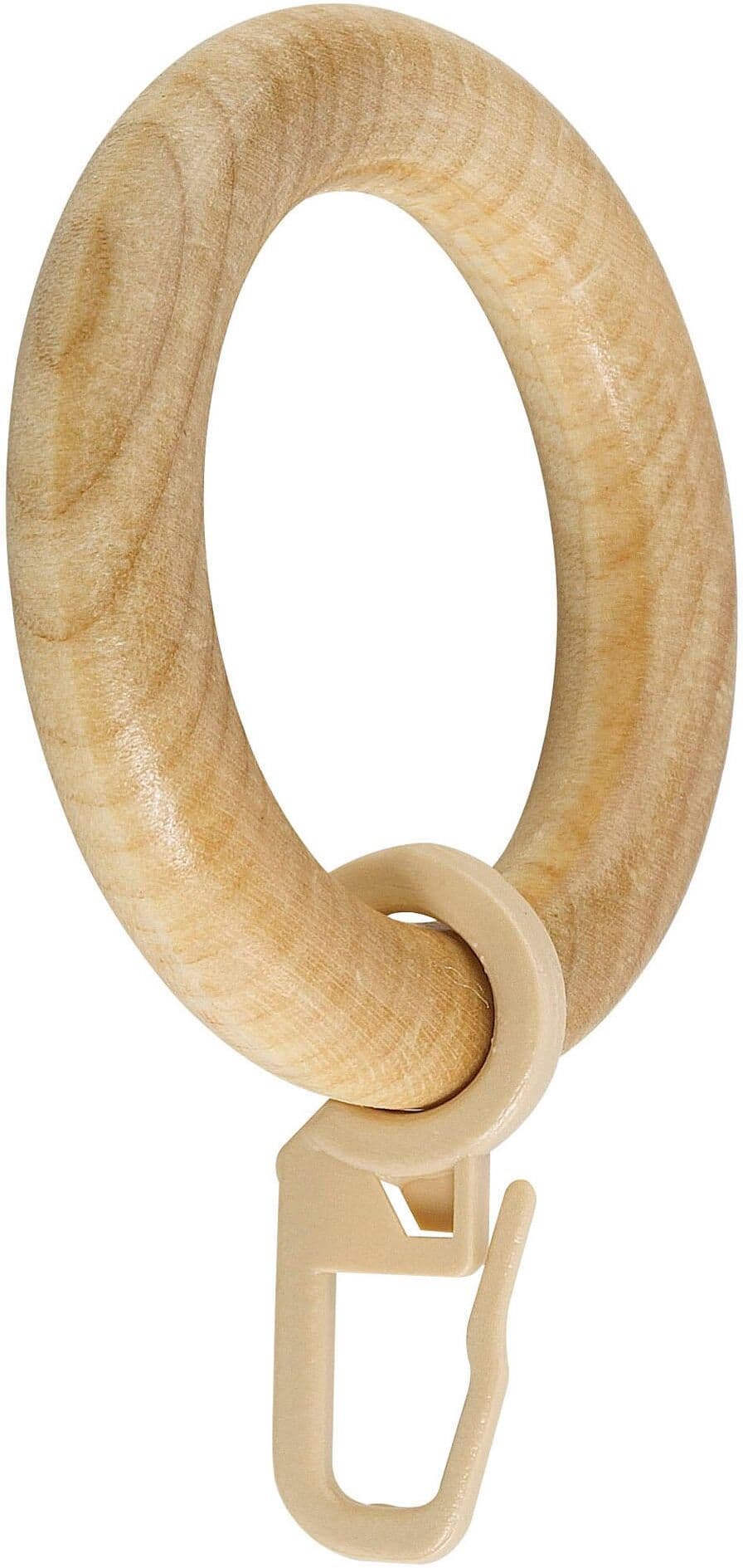 Gardinenring GARESA "Holzring mit Haken" Gr. 1, braun (eichefarben, natur), Ø:38cm, Gardinenbefestigungen, Gardinenring, für Durchmesser bis 28mm, einfache Montage eichefarben, natur Ø 38cm, 20 Stk.