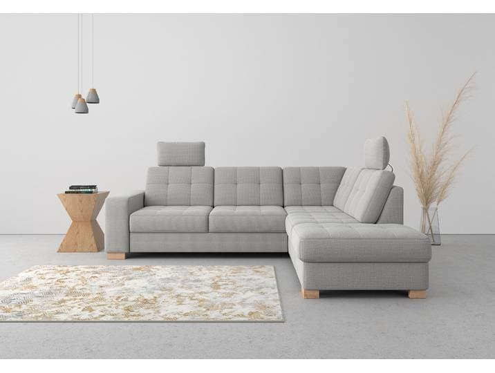 Ecksofa SIT & MORE Quincy L-Form , silber, B:249cm H:82cm T:213cm, Sofas, Ecksofa, wahlweise mit Schlaffunktion und Bettkasten