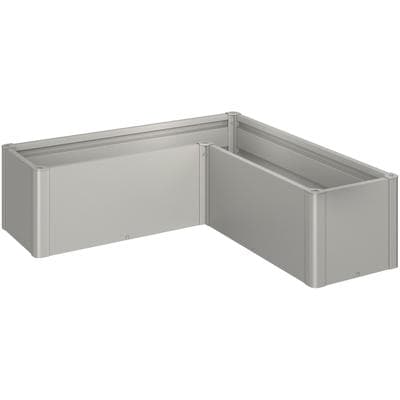 Hochbeet BIOHORT "BELVEDERE L-Form mini 1,5, verschiedene Farben", grau (quarzgrau, metallic), B:152cm H:45cm T:152cm, Stahl, Pflanzgefäße, 152x152x45 cm, extrem langlebig, aus Metall