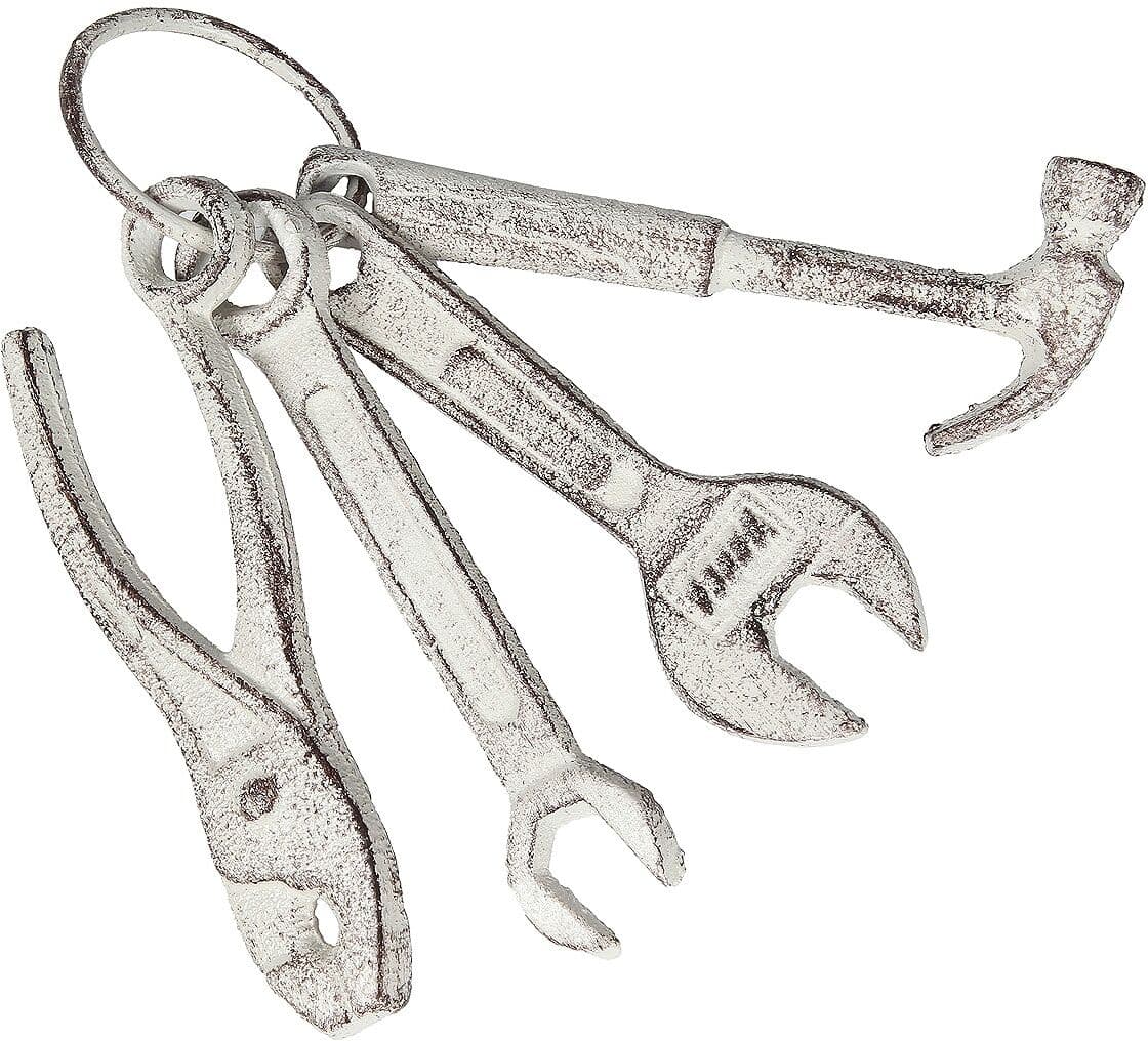 Dekoobjekt AMBIENTE HAUS "Wekzeugslbund", silber (grau), B:6cm H:20cm T:6cm, Gusseisen, Dekofiguren, Dekoobjekt grau B/H/T: 6cm x 20cm x 6cm