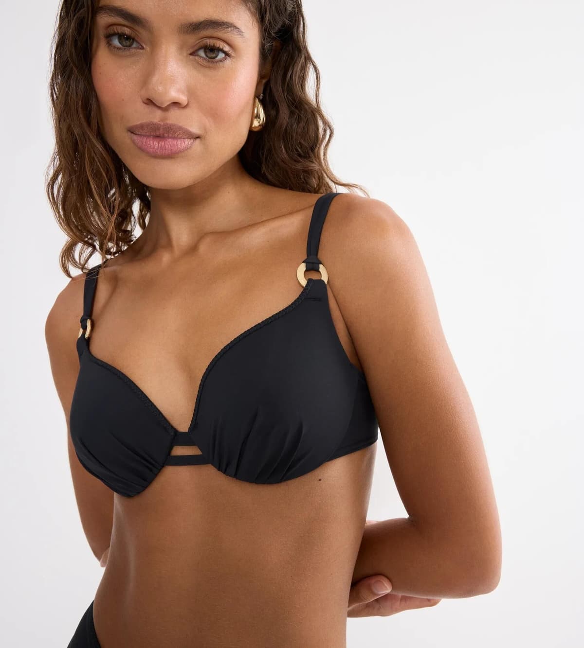 Bügel-Bikini-Top TRIUMPH "Summer Twist WP 01", Damen, Gr. 36, Cup B, schwarz, Microfaser, Obermaterial: 77% Polyamid, 23% Elasthan, Bikini-Oberteile Bügel-Bikini-Top, gepolstert, Zierringe schwarz 36, Cup B