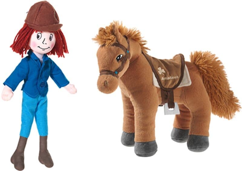 Kuscheltier HEUNEC "Tina & Pferd Amadeus", braun (braun, blau), Plüschfiguren, KinderH:30cm, Nylon, Polyester, Kuscheltier, H:30cm