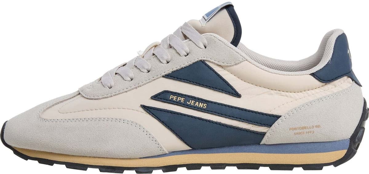 Sneaker PEPE JEANS "Trainer JASON RETRO M", Herren, Gr. 40, beige (sanftes weiß), 40% Polyester, 35% COW SUEDE, 25% Polyurethan, Schuhe Sneaker