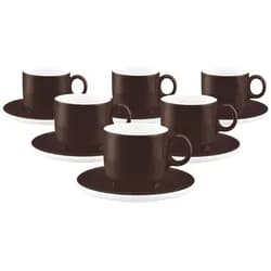 Seltmann Weiden Sento Home Pure Colors Cappuccinotasse mit Untertasse 300 ml 6er Set - Chocolate Brown