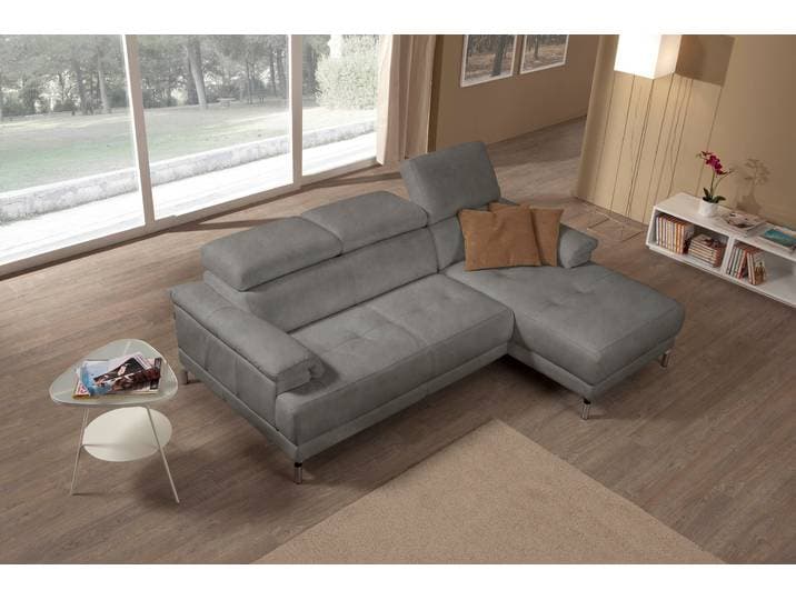 Ecksofa EGOITALIANO Soul, Design und Sitzkomfort auf hohem Niveau, tolle Details, L-Form , grau (steingrau), B:250cm H:99cm T:166cm, Luxus-Micofaser Lederoptik (100% Polyester) ist ein neues technisches Gewebe mit einem visuellen und taktilen Aspekt, der dem Nubuk sehr nahe kommt, mit innovativen Eigenschaften. Seine ausserordentliche Weichheit kommt von einem exklusiven Produktionsprozess, der Unreinheiten und Unregelmässigkeiten beseitigt. Das Ergebnis ist eine bemerkenswert samtige Faser, die durch das Vorhandensein von Körnern verstärkt wird. Von der einfarbigen Eleganz der warmen Farben und der Vielfalt an trendigen Farben, die es zu seiner eigenen Stärke und Persönlichkeit machen., Sofas, Ecksofa, mit Recamiere, inkl. Kopfteilverstellung